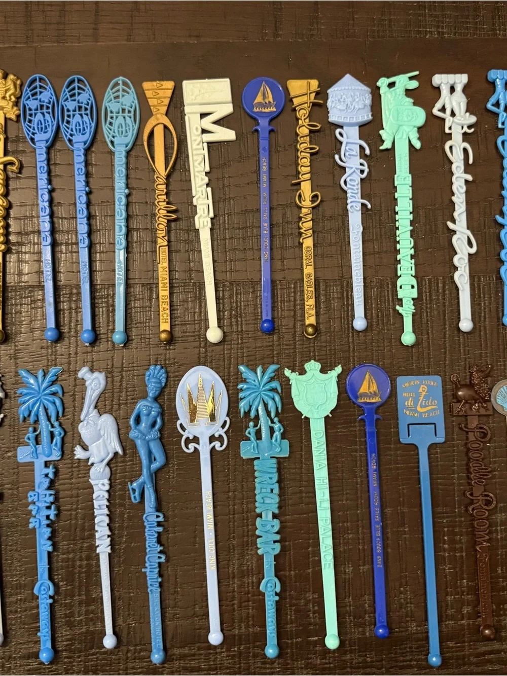 Vintage Miami Beach Florida Hotel & Restaurant Swizzle Stick Collection- 30+ pcs